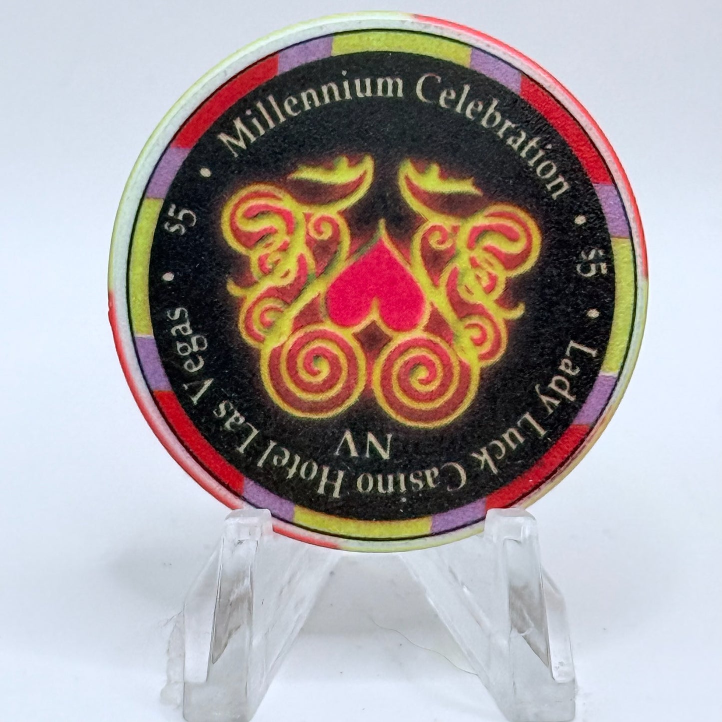 Lady Luck Las Vegas Nevada 1999 'Millennium Celebration' LE $5 Casino Chip V4732