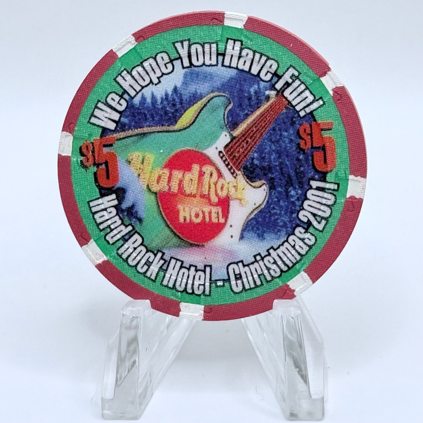 Hard Rock - Las Vegas Las Vegas Nevada 2001 'Christmas' LE $5 Casino Chip V8678