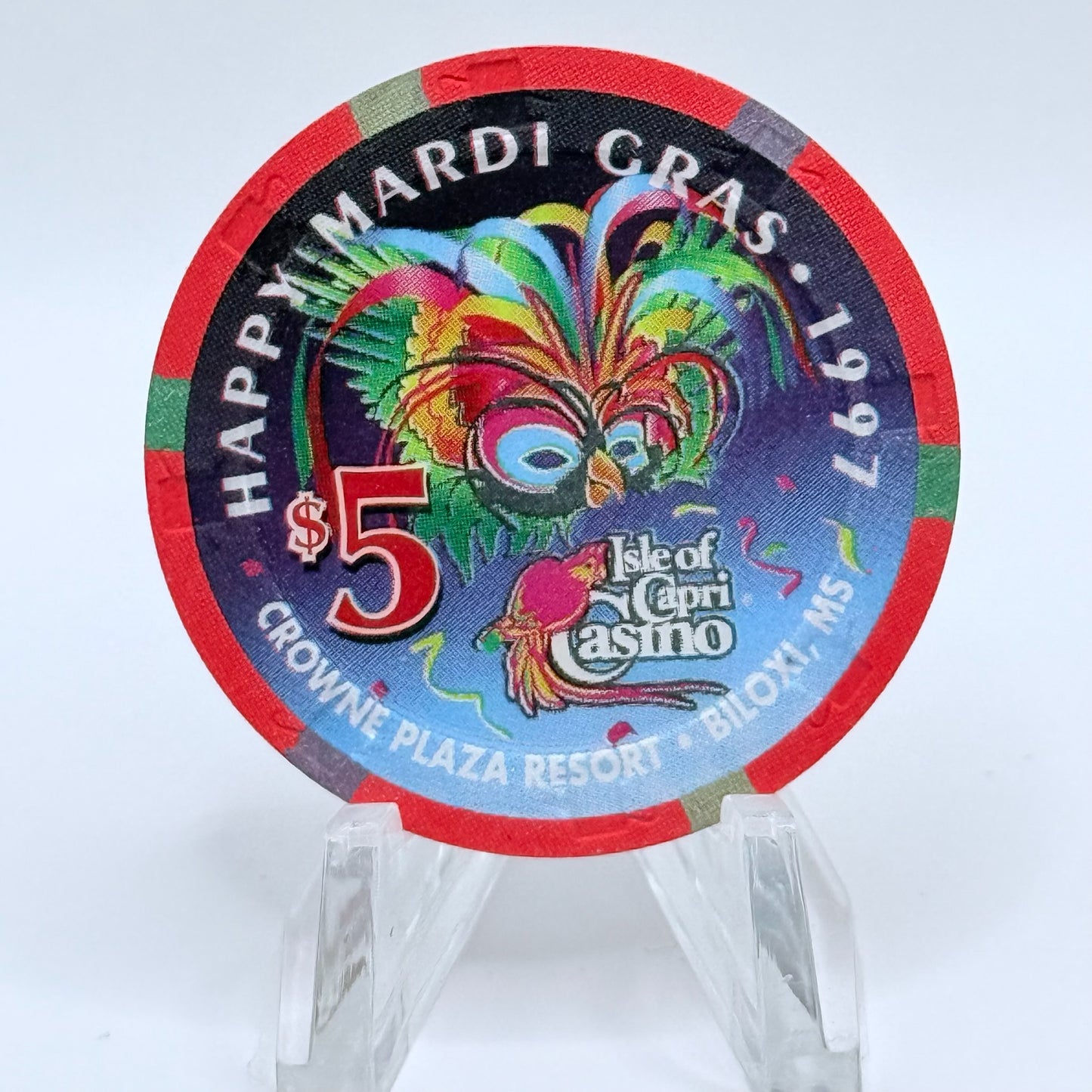 Isle of Capri (Riverboat) Biloxi Mississippi 1997 'Mardi Gras' LE $5 Casino Chip
