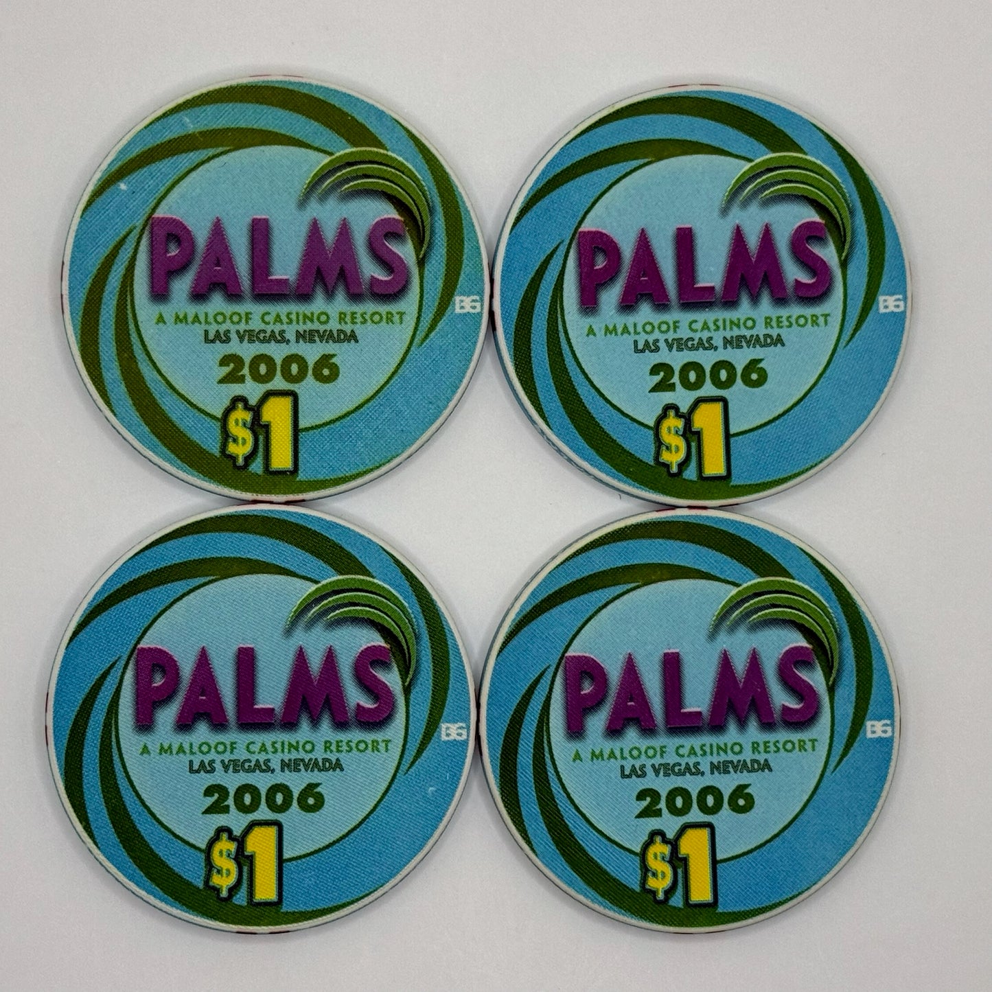 Palms Casino Resort Las Vegas Nevada 2006 'Set of 4 - Ace, King, Queen, & Jack' Series 7 $1 Casino Chip