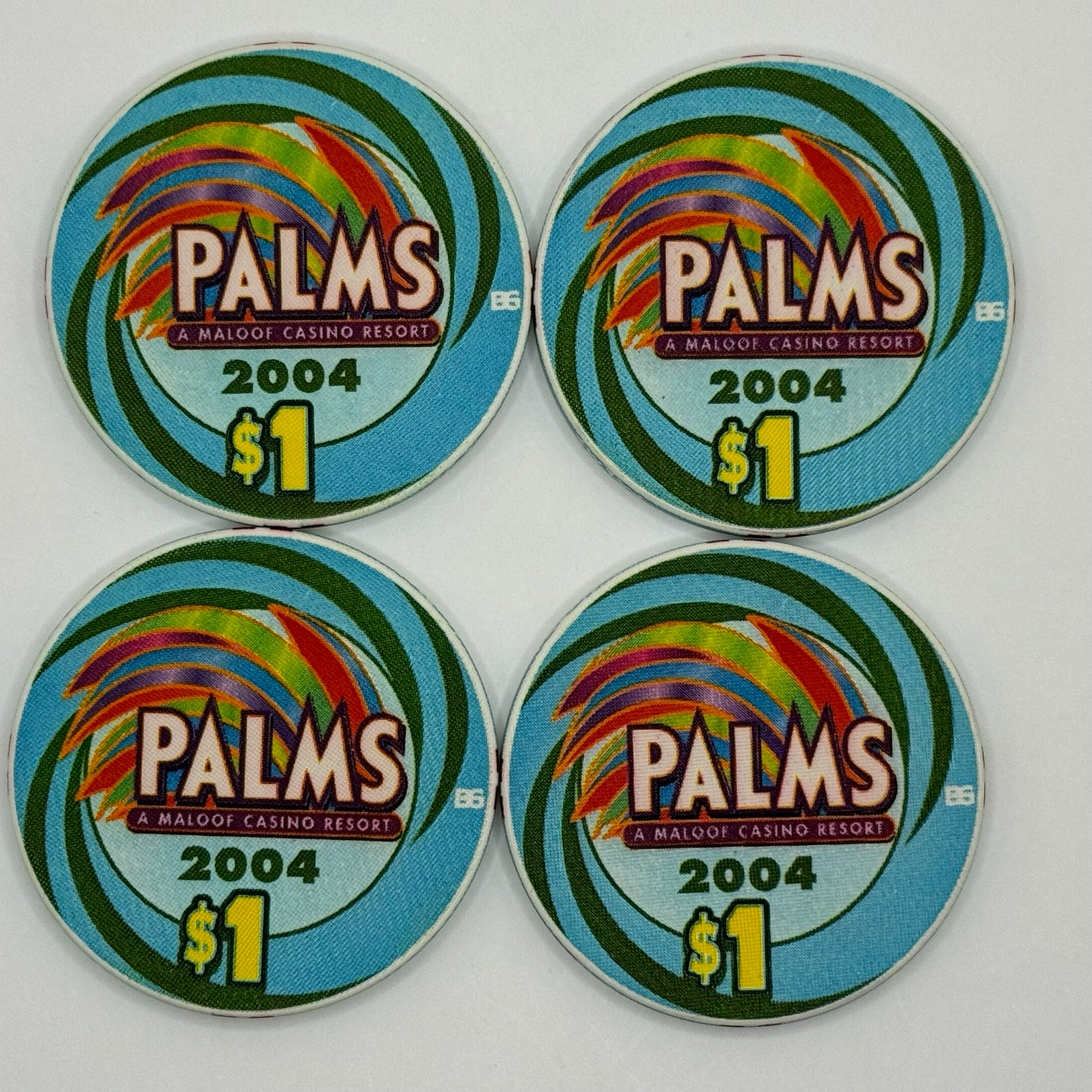 Palms Casino Resort Las Vegas Nevada 2004 'Set of 4 - Ace, King, Queen, & Jack' Series 5 $1 Casino Chip E1894