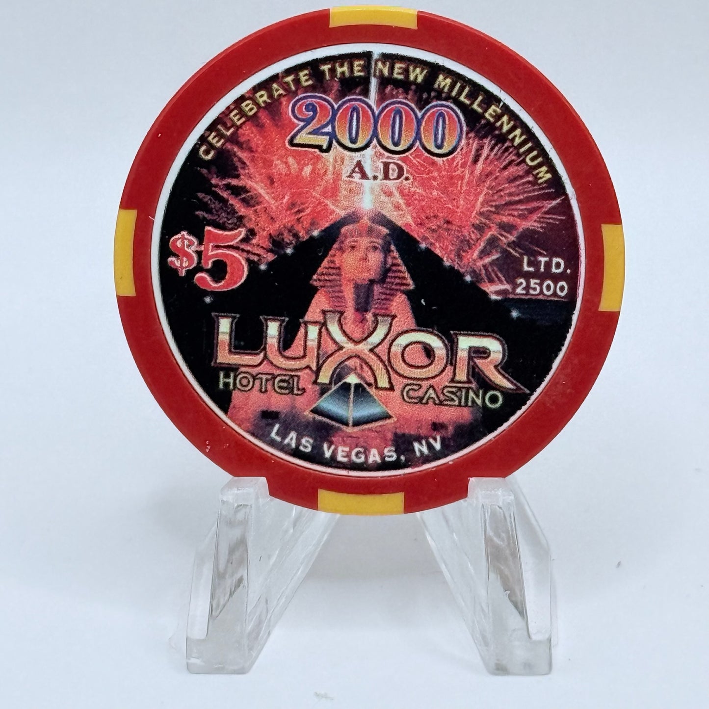 Luxor Las Vegas Nevada 1999 'Celebrate the New Millennium' LE $5 Casino Chip V4773