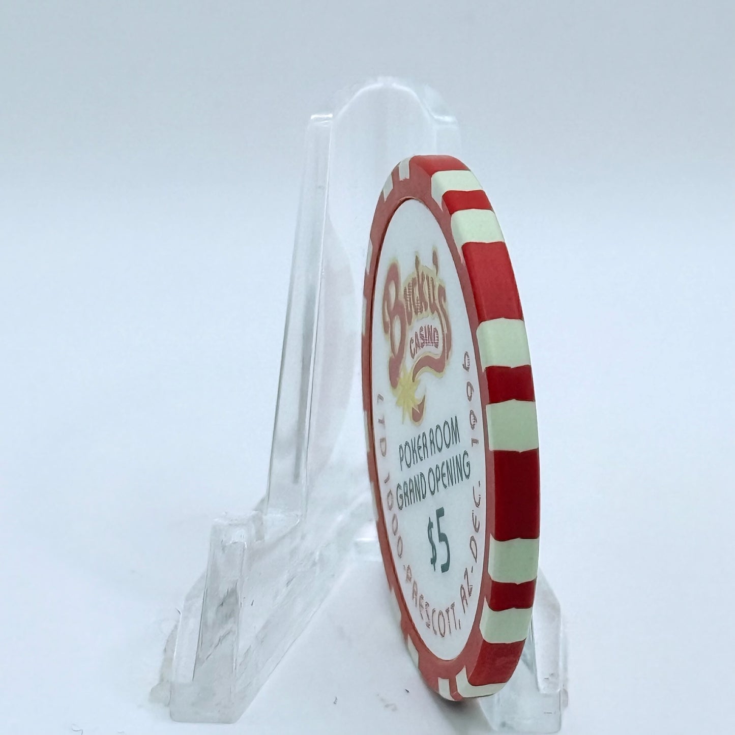 Bucky's Casino Prescott Arizona 1996 'Grand Opening' LE $5 Casino Chip