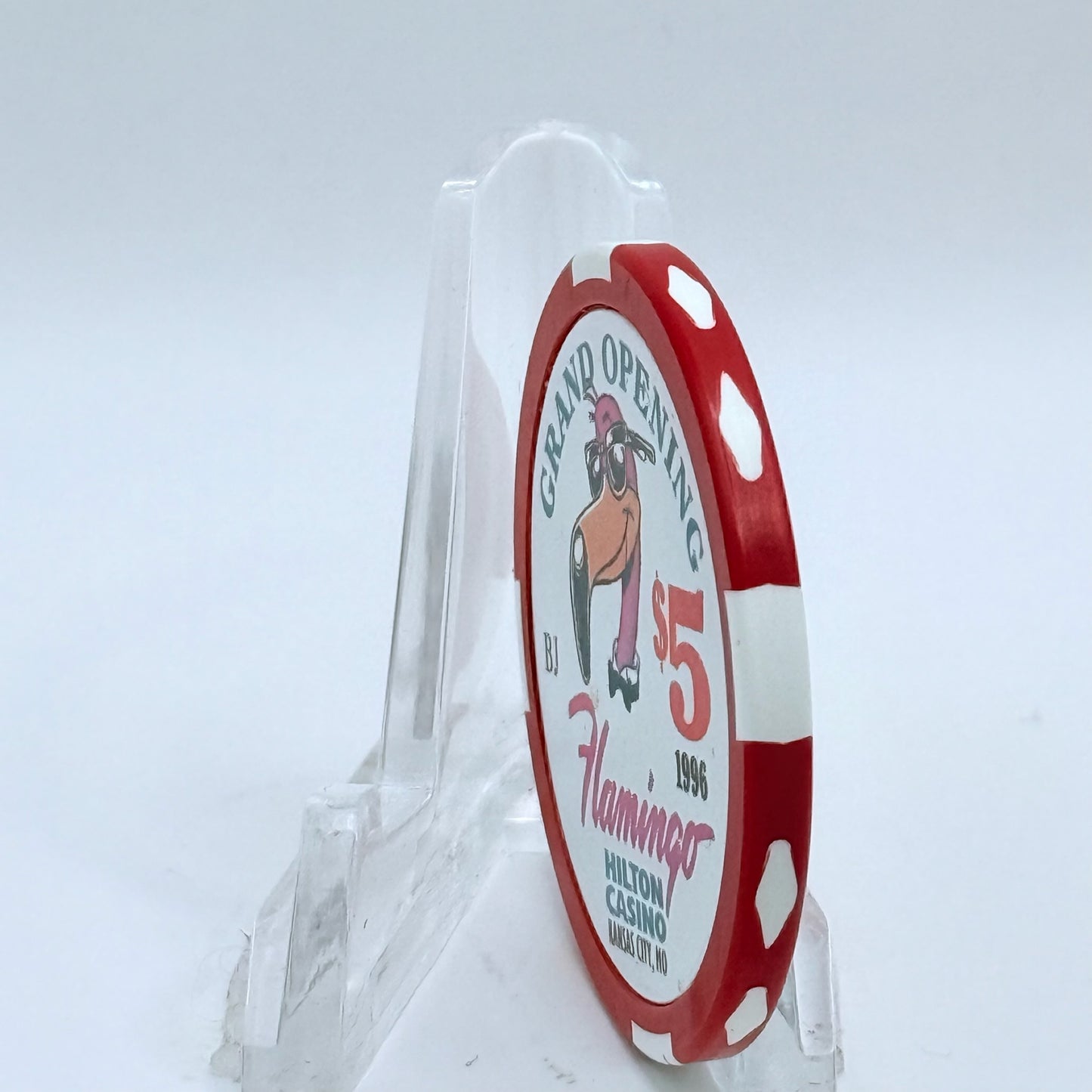 Flamingo (Hilton) Casino Kansas City Missouri 1996 'Grand Opening' LE $5 Casino Chip