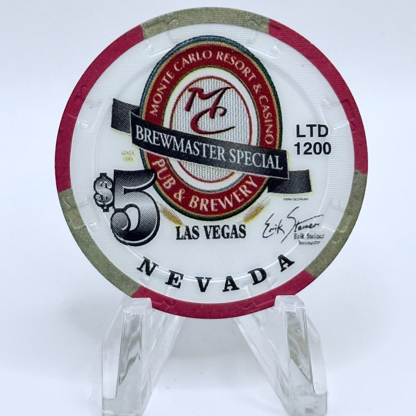 Monte Carlo Resort & Casino Las Vegas Nevada 1998 'Brewmaster Special' LE $5 Casino Chip V1157