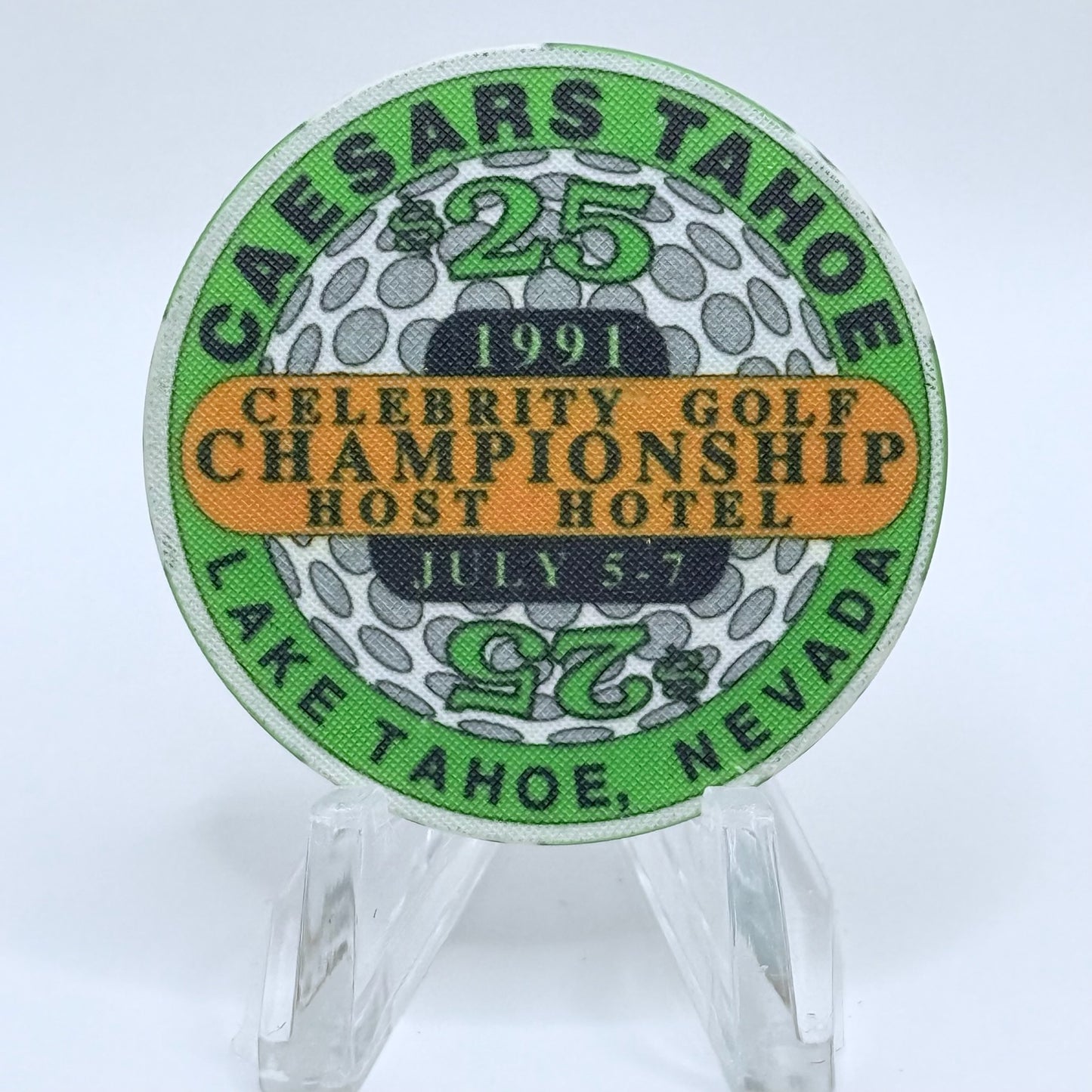 Caesars Tahoe Lake Tahoe Nevada 1991 'Celebrity Golf Championship' LE $25 Casino Chip N0582