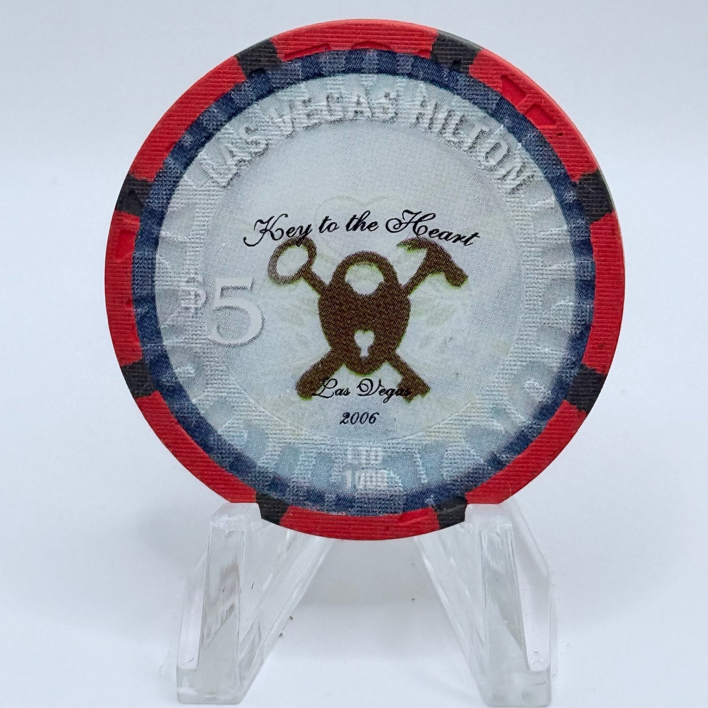 Las Vegas Hilton Las Vegas Nevada 2006 'Reba, Key to the Heart' LE $5 Casino Chip E5309