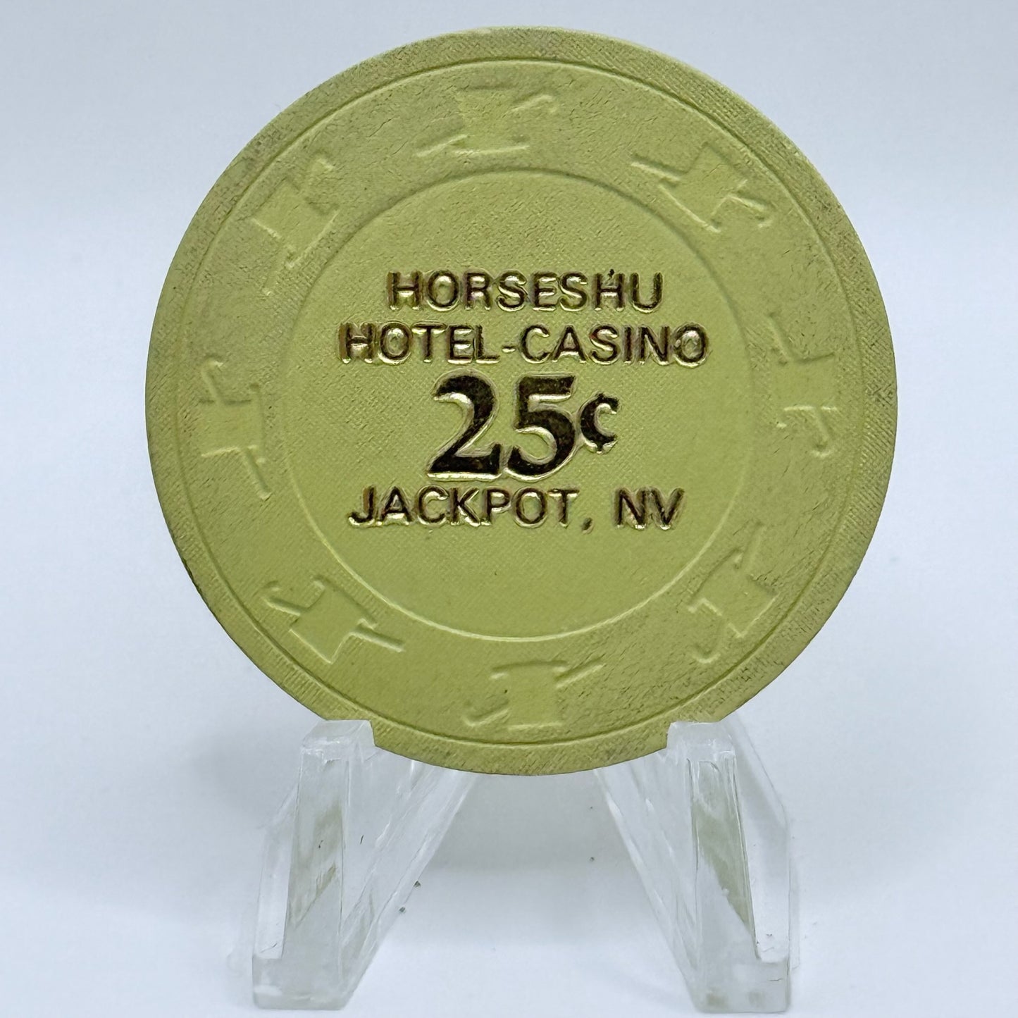 Horseshu Hotel & Casino Jackpot Nevada 1987 $0.25 Casino Chip N3115