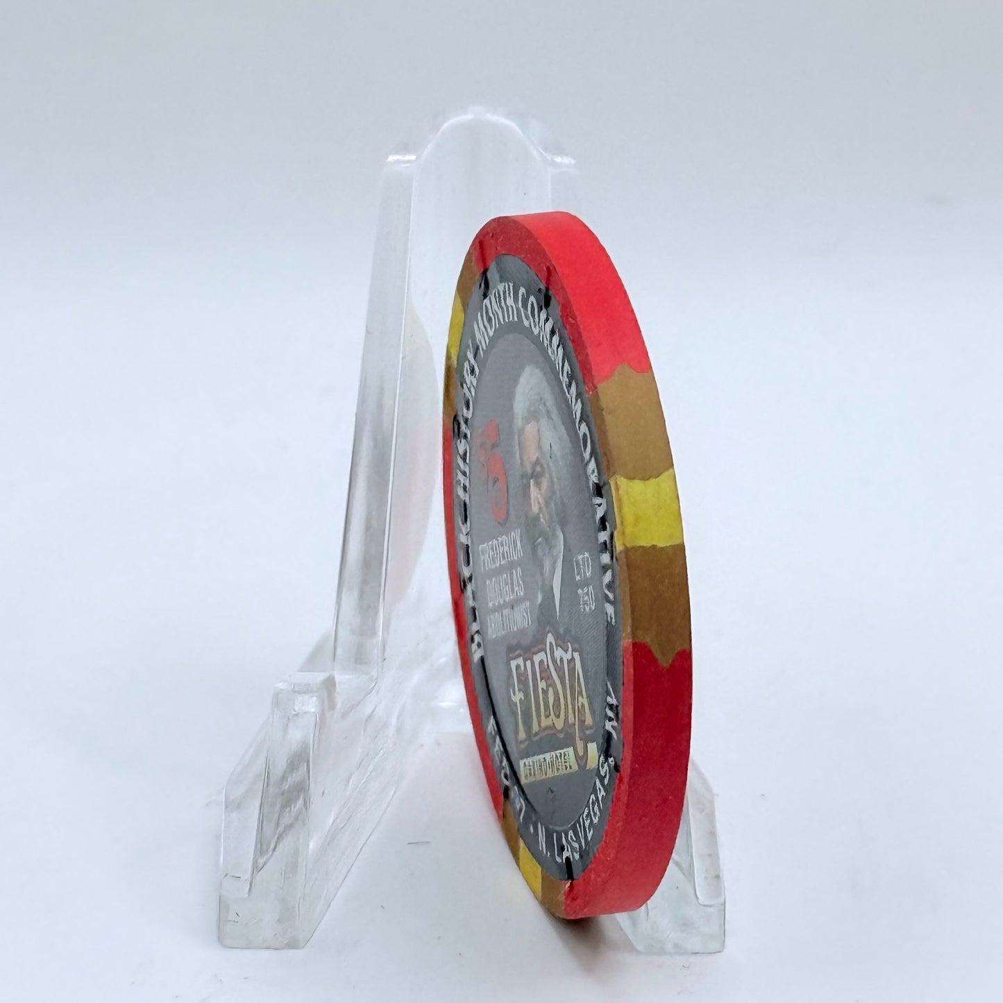 Fiesta Rancho N. Las Vegas Nevada 1997 'Frederick Douglas' Series 3 LE $5 Casino Chip N8227