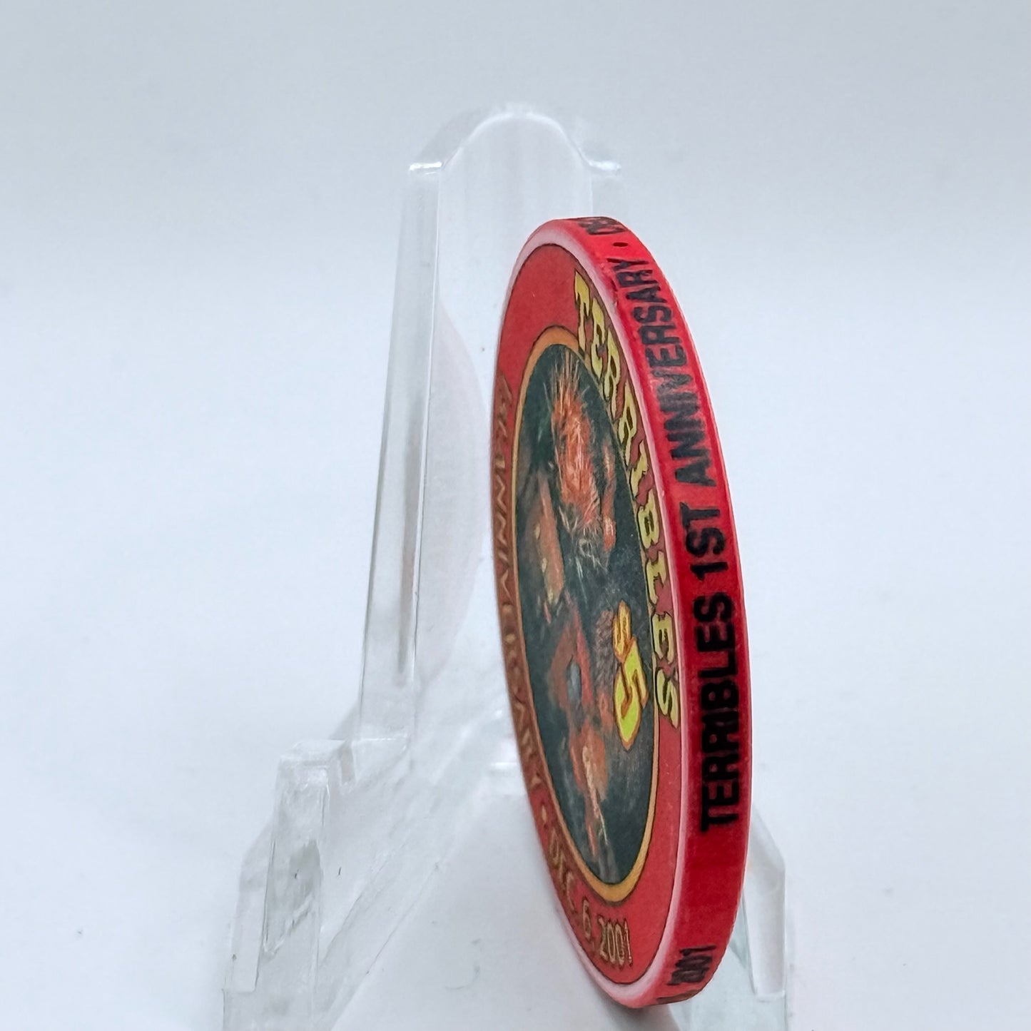 Terrible's Hotel Casino Las Vegas Nevada 2001 'Ed Herbst, 1st Anniversary' LE $5 Casino Chip V9881