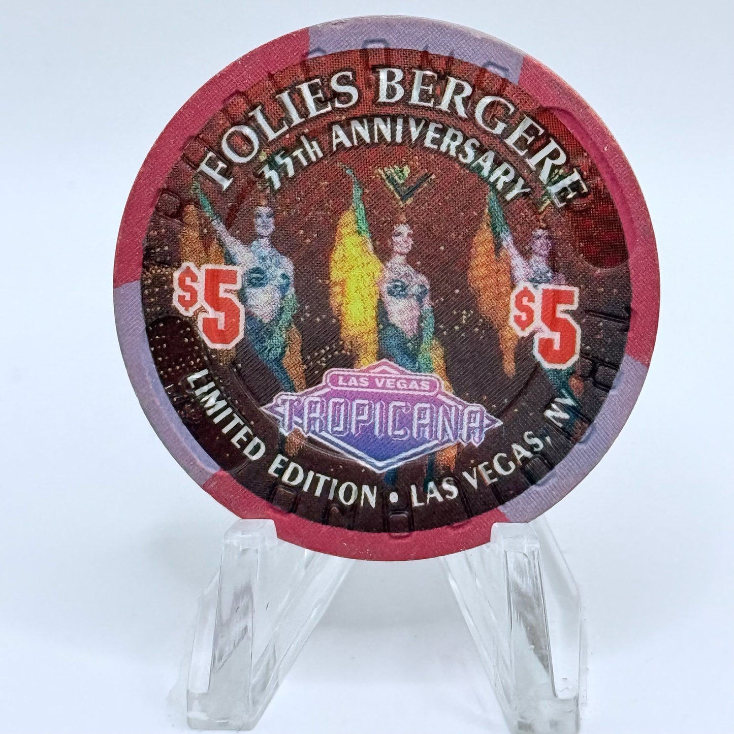 Tropicana Las Vegas Nevada 1995 'Folies Bergere 35th Anniversary' LE $5 Casino Chip N4504