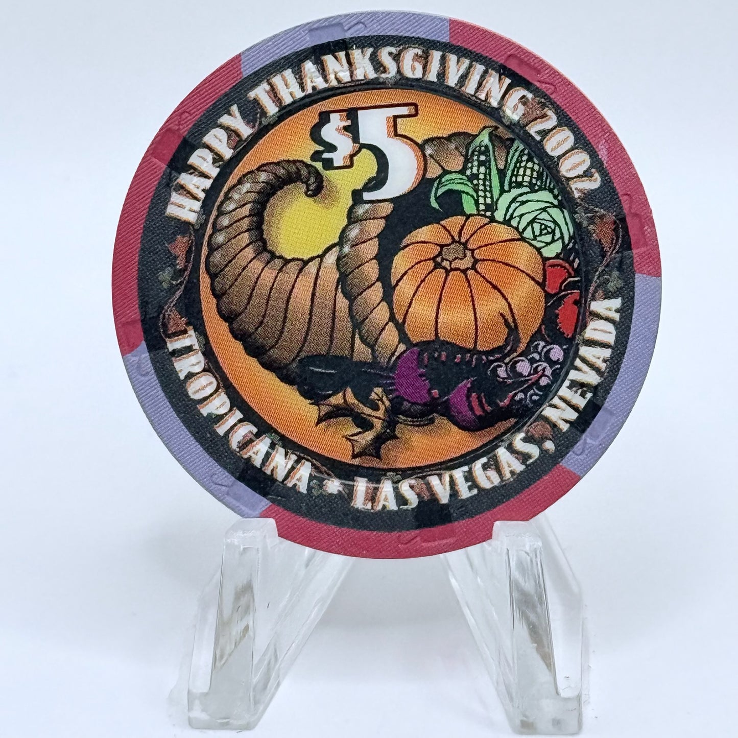 Tropicana Las Vegas Nevada 2002 'Thanksgiving' LE $5 Casino Chip E2894
