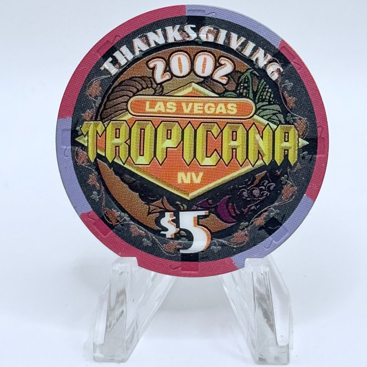 Tropicana Las Vegas Nevada 2002 'Thanksgiving' LE $5 Casino Chip E2894