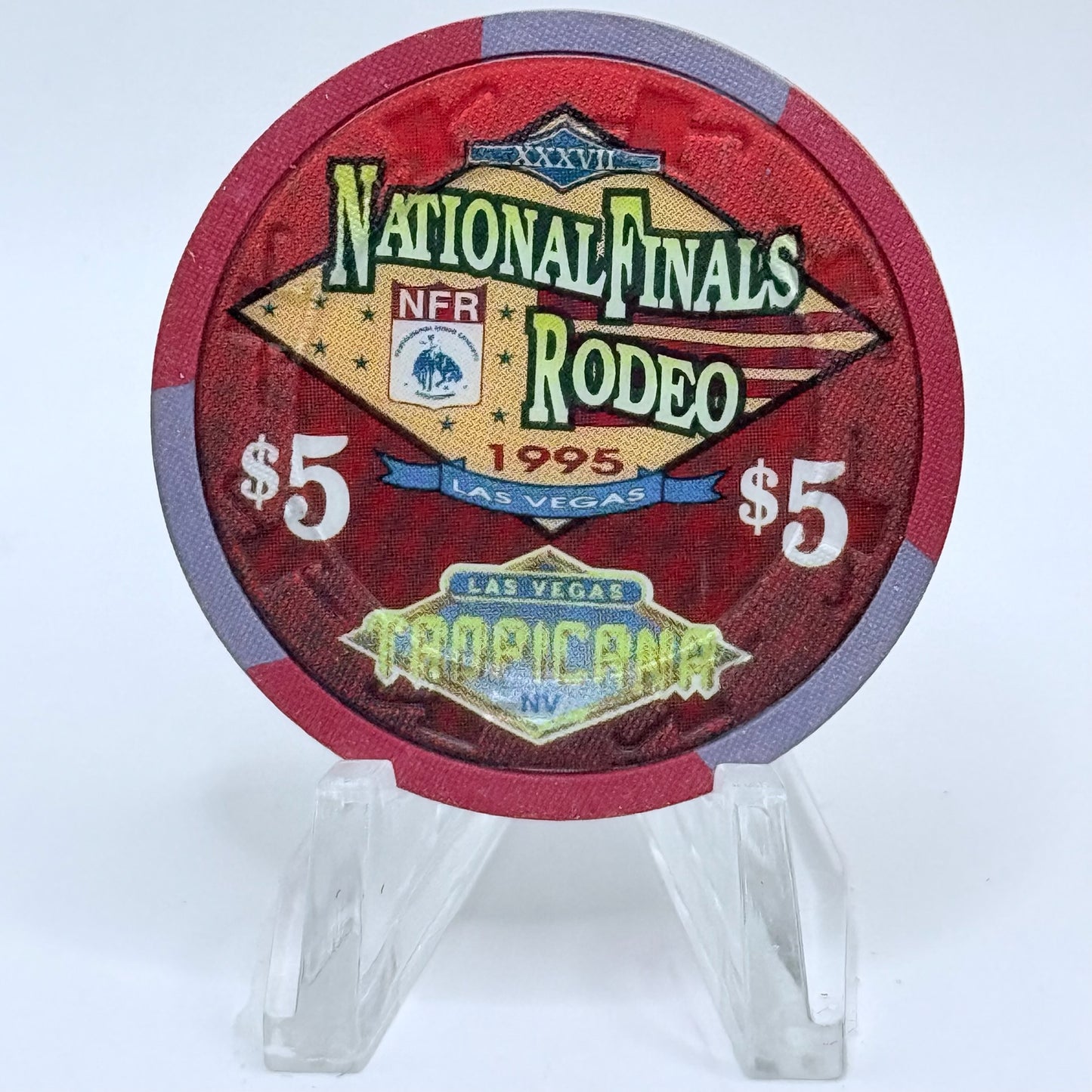 Tropicana Las Vegas Nevada 1995 'NFR Rodeo' LE $5 Casino Chip N1350