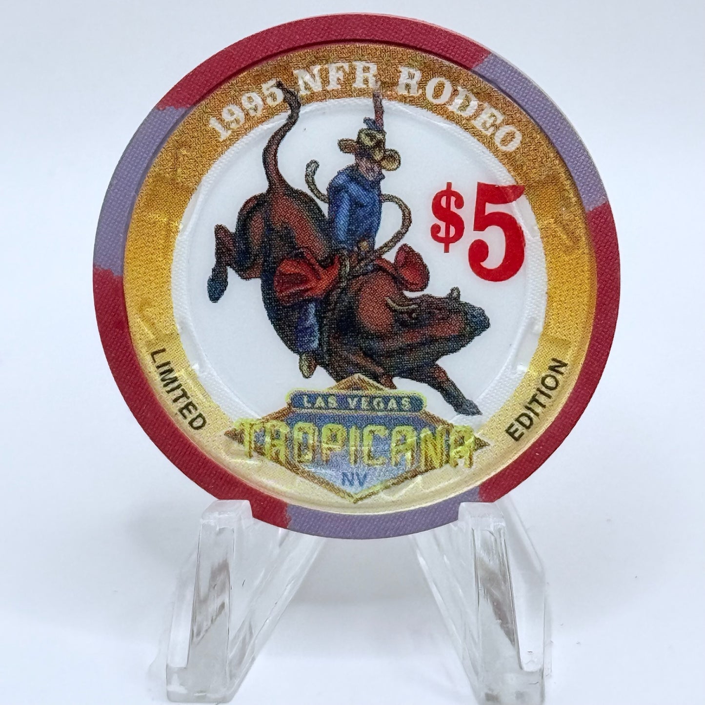 Tropicana Las Vegas Nevada 1995 'NFR Rodeo' LE $5 Casino Chip N1328