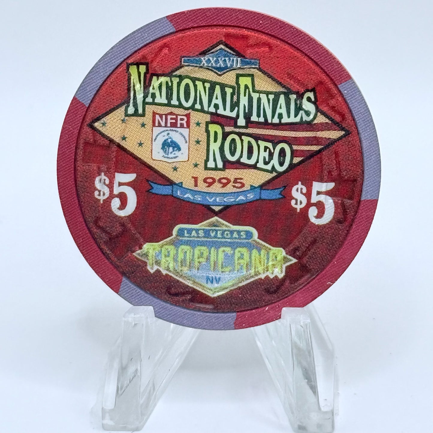 Tropicana Las Vegas Nevada 1995 'NFR Rodeo' LE $5 Casino Chip N1328
