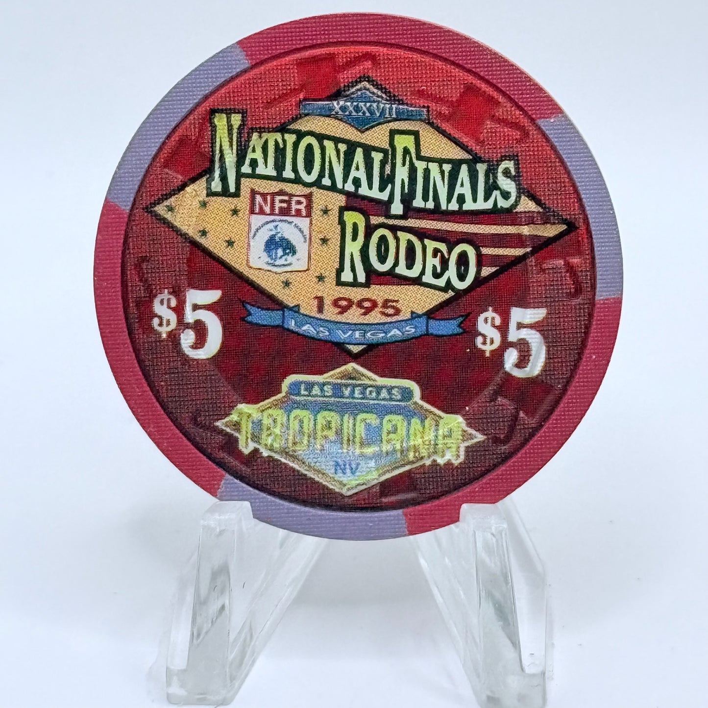 Tropicana Las Vegas Nevada 1995 'NFR Rodeo' LE $5 Casino Chip N1329
