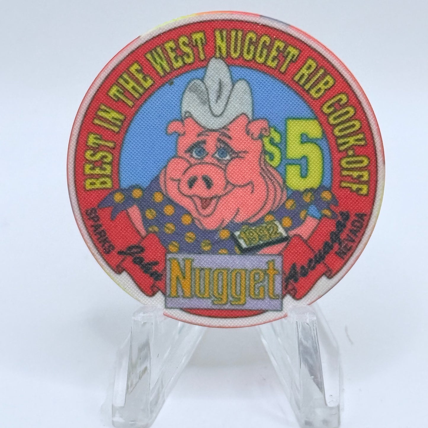 John Ascuaga's Nugget Sparks Nevada 1992 'Best in the West, Rib Cook-Off' LE $5 Casino Chip N0641