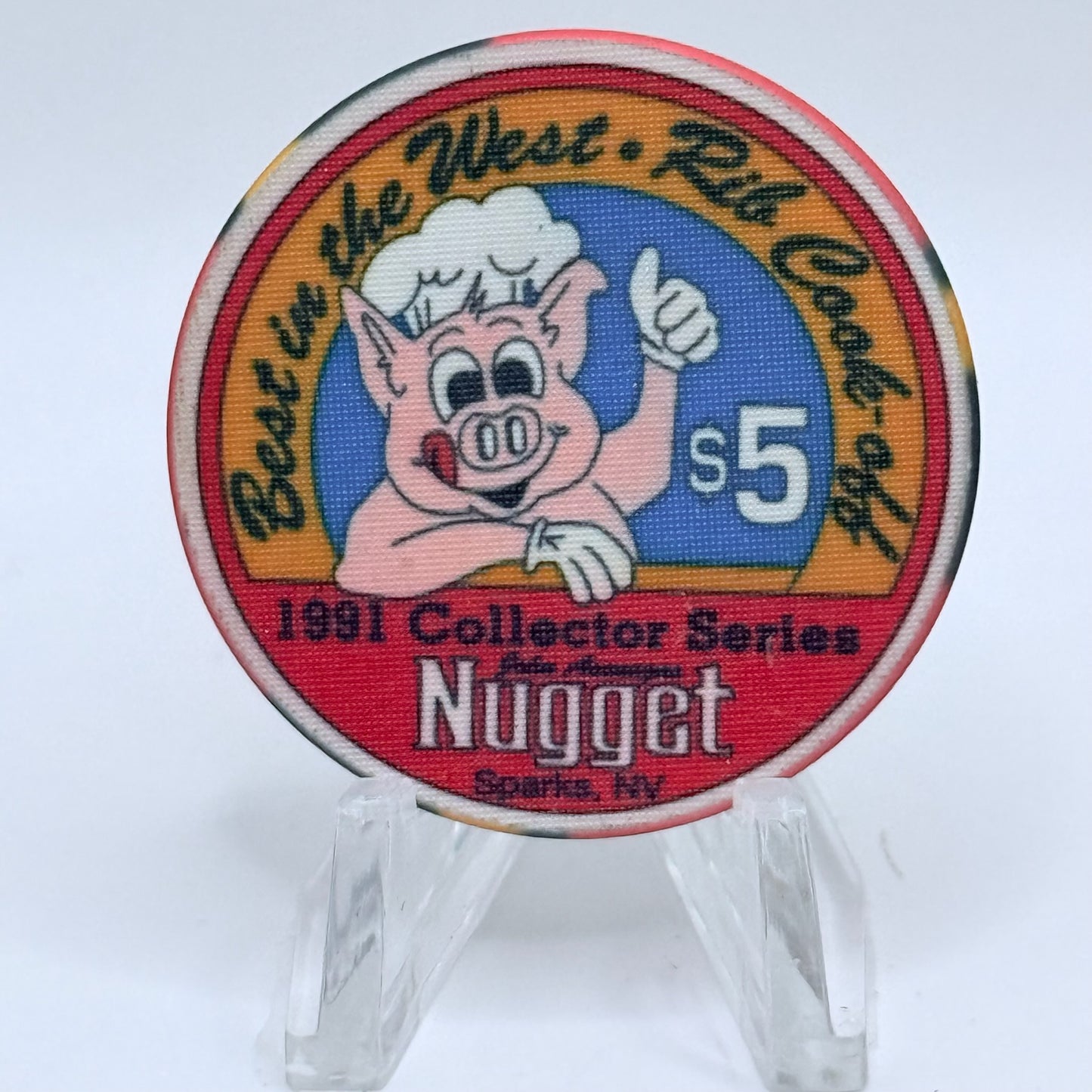 John Ascuaga's Nugget Sparks Nevada 1991 'Best in the West, Rib Cook-Off' LE $5 Casino Chip N5400
