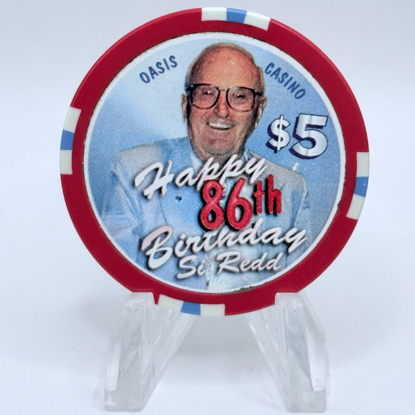 Oasis Resort Hotel Mesquite Nevada 1997 'Si Redd's 86th Birthday' LE $5 Casino Chip V1237
