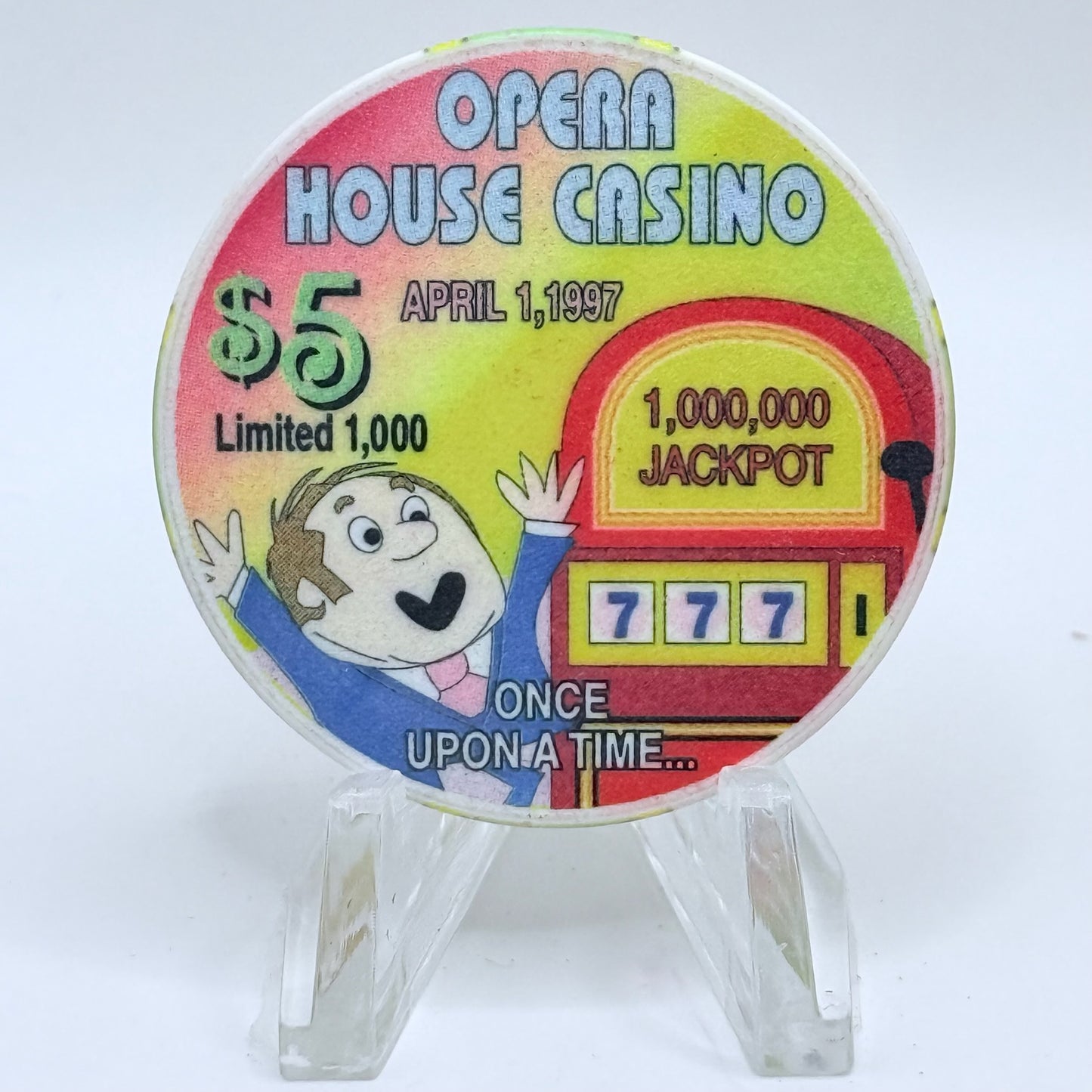 Opera House Casino N. Las Vegas Nevada 1997 'April Fool's Day' LE $5 Casino Chip N8895