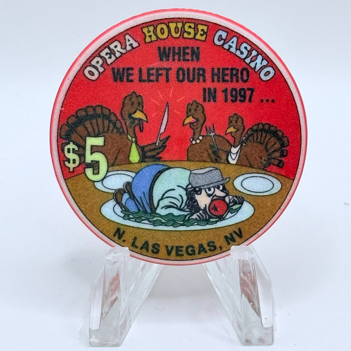 Opera House Casino N. Las Vegas Nevada 1998 'Thanksgiving' LE $5 Casino Chip V3172