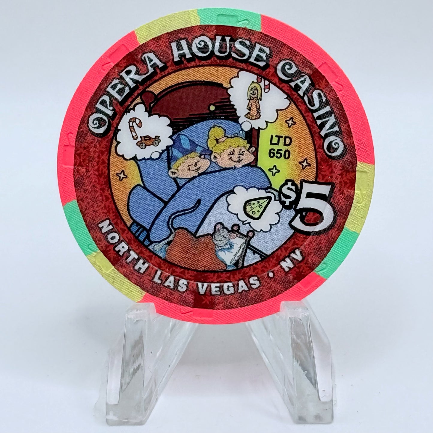 Opera House Casino N. Las Vegas Nevada 2001 'Christmas' LE $5 Casino Chip V9269