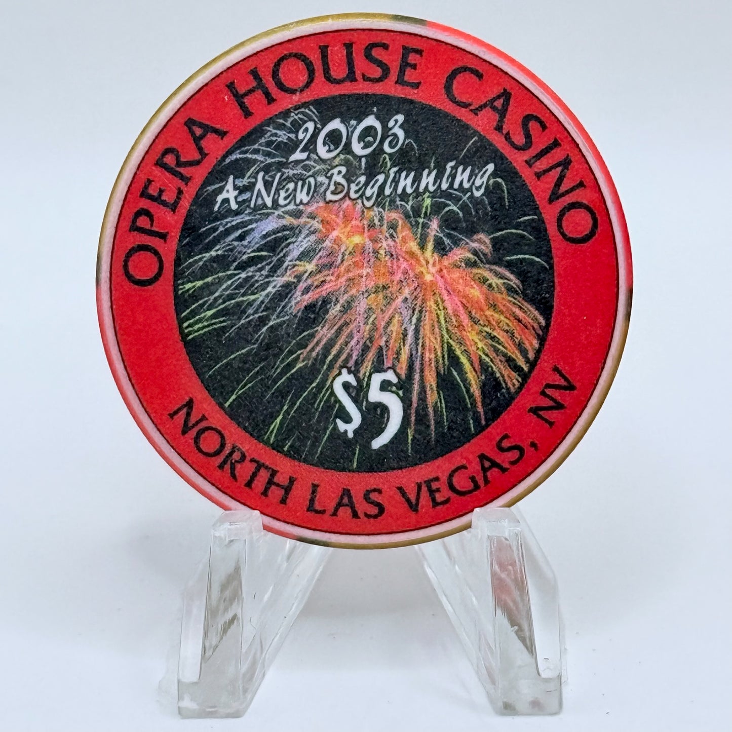 Opera House Casino N. Las Vegas Nevada 2002 'Historic Events' LE $5 Casino Chip E1743