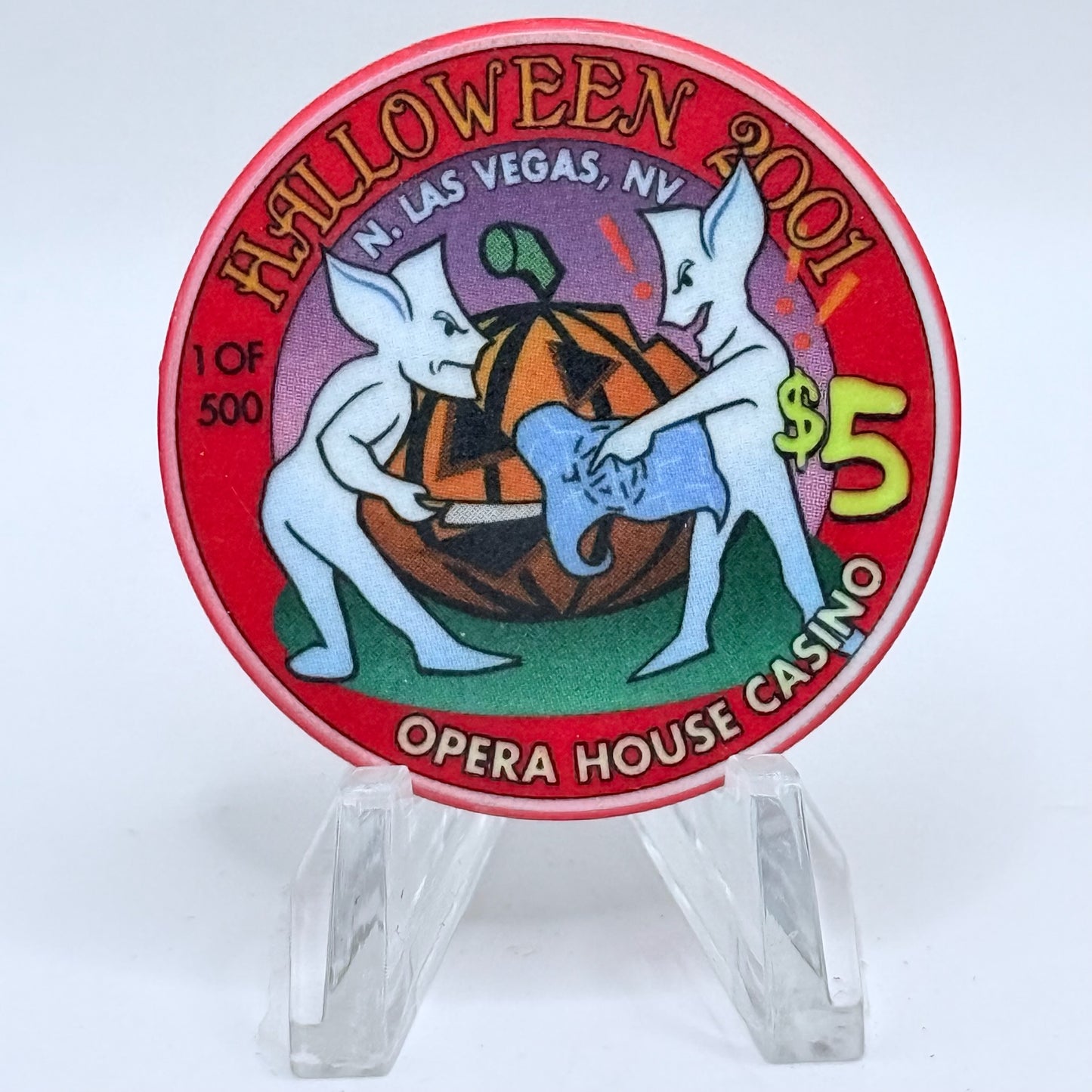 Opera House Casino N. Las Vegas Nevada 2001 'Halloween' LE $5 Casino Chip V9268