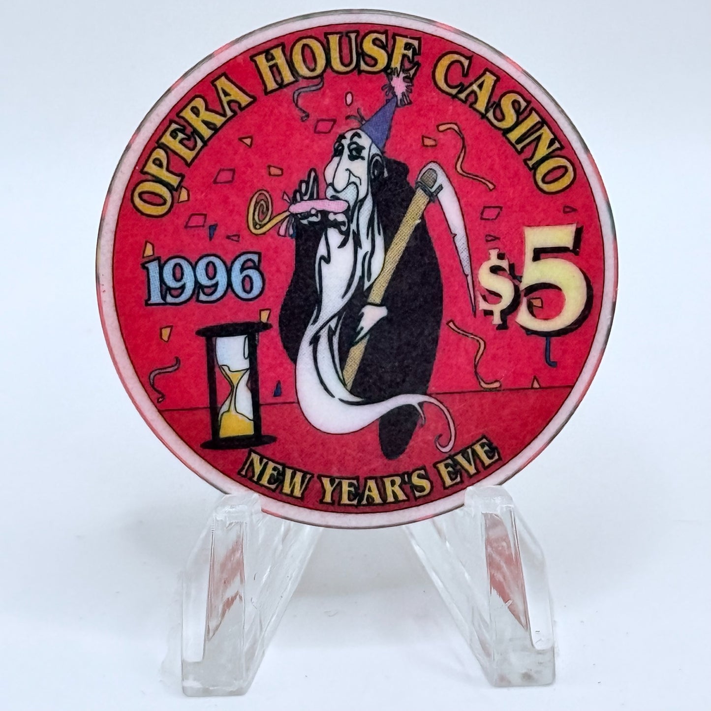 Opera House Casino N. Las Vegas Nevada 1996 'New Years Eve' LE $5 Casino Chip N8894