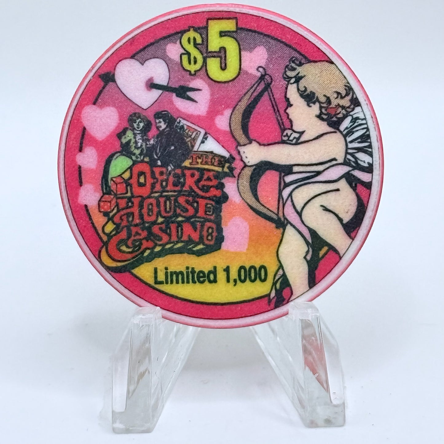 Opera House Casino N. Las Vegas Nevada 1997 'Valentine's Day' LE $5 Casino Chip N8899
