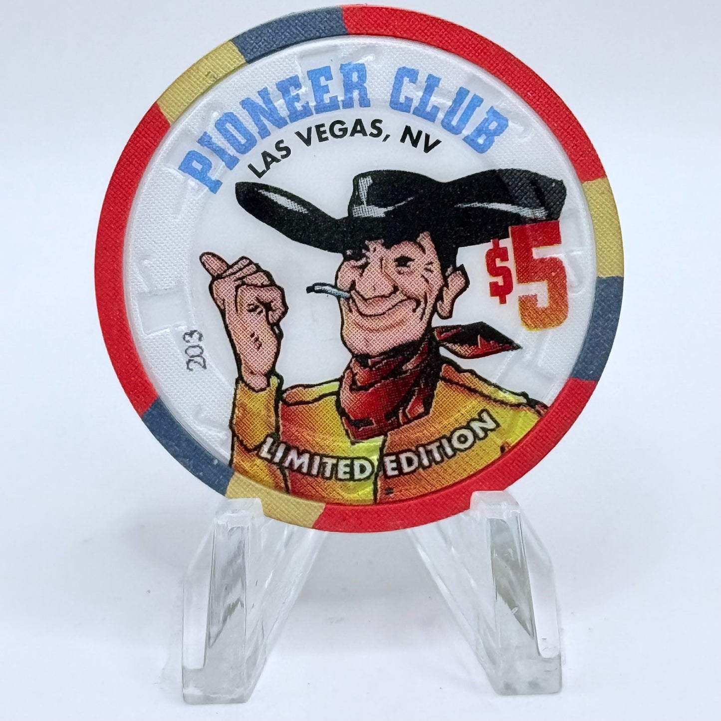 Pioneer Club Las Vegas Nevada 1995 'Nevada State Flag 'Battle Born'' LE $5 Casino Chip N2547