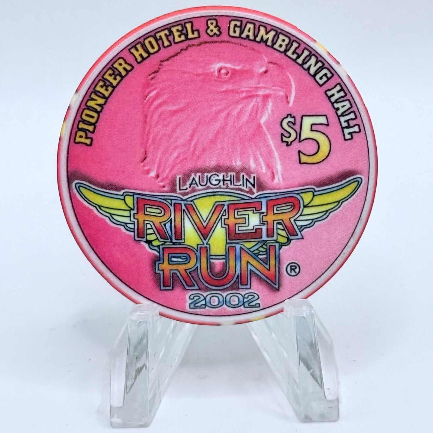 Pioneer Hotel & Gaming Hall Laughlin Nevada 2002 'River Run' LE $5 Casino Chip V9514