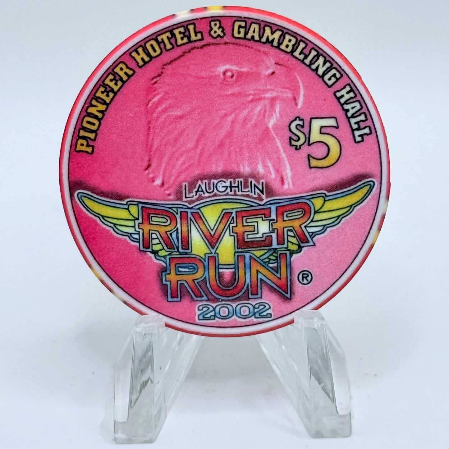 Pioneer Hotel & Gaming Hall Laughlin Nevada 2002 'River Run' LE $5 Casino Chip V9513