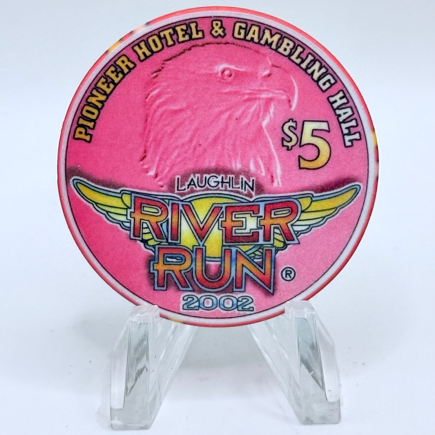 Pioneer Hotel & Gaming Hall Laughlin Nevada 2002 'River Run' LE $5 Casino Chip V9512