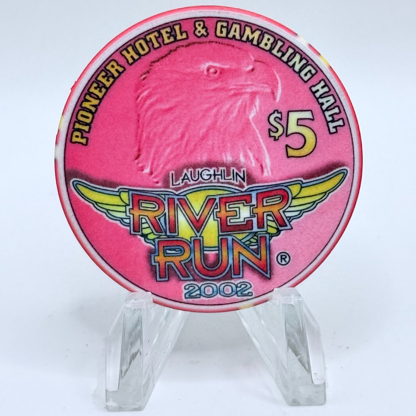 Pioneer Hotel & Gaming Hall Laughlin Nevada 2002 'River Run' LE $5 Casino Chip V9510