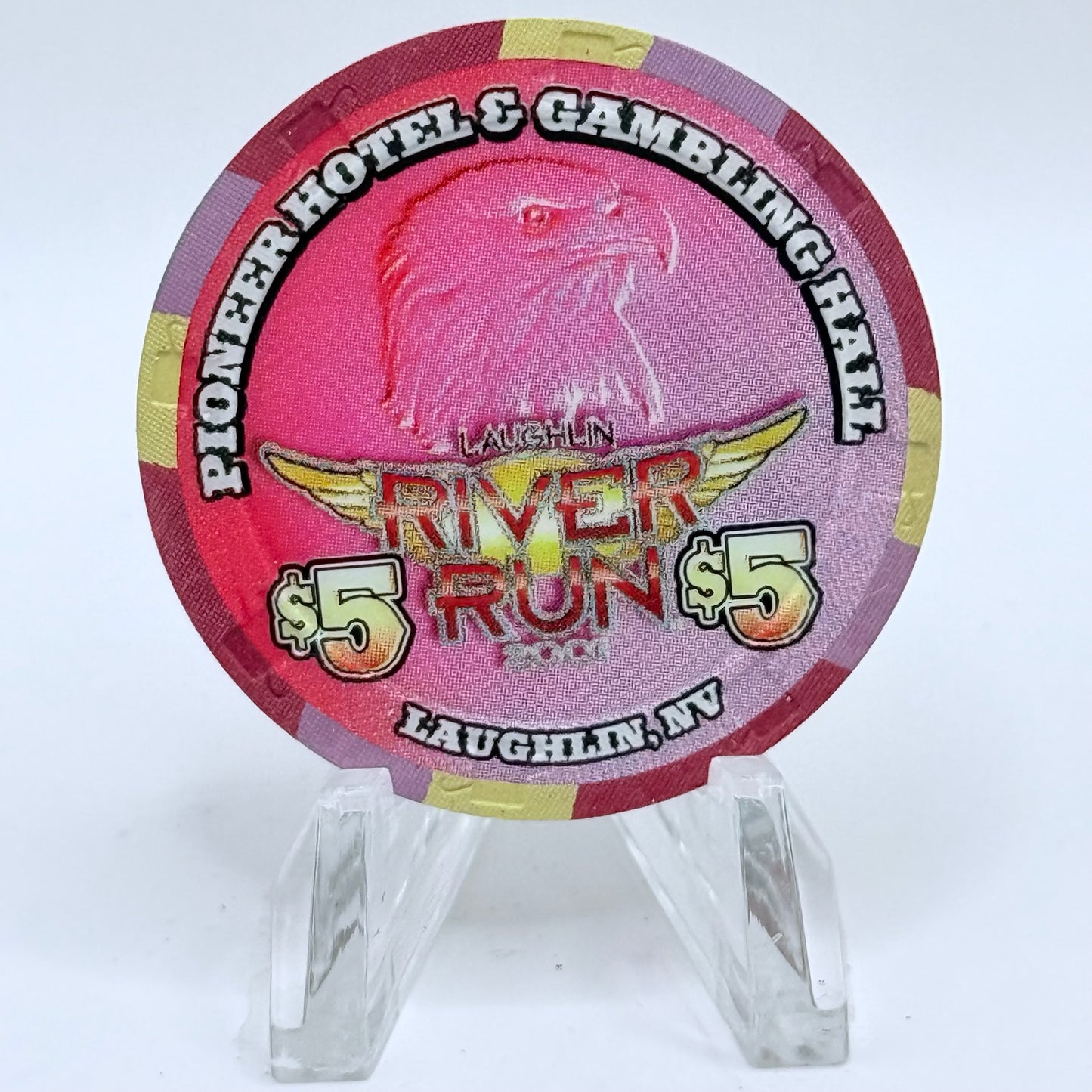 Pioneer Hotel & Gaming Hall Laughlin Nevada 2001 'River Run' LE $5 Casino Chip V7404