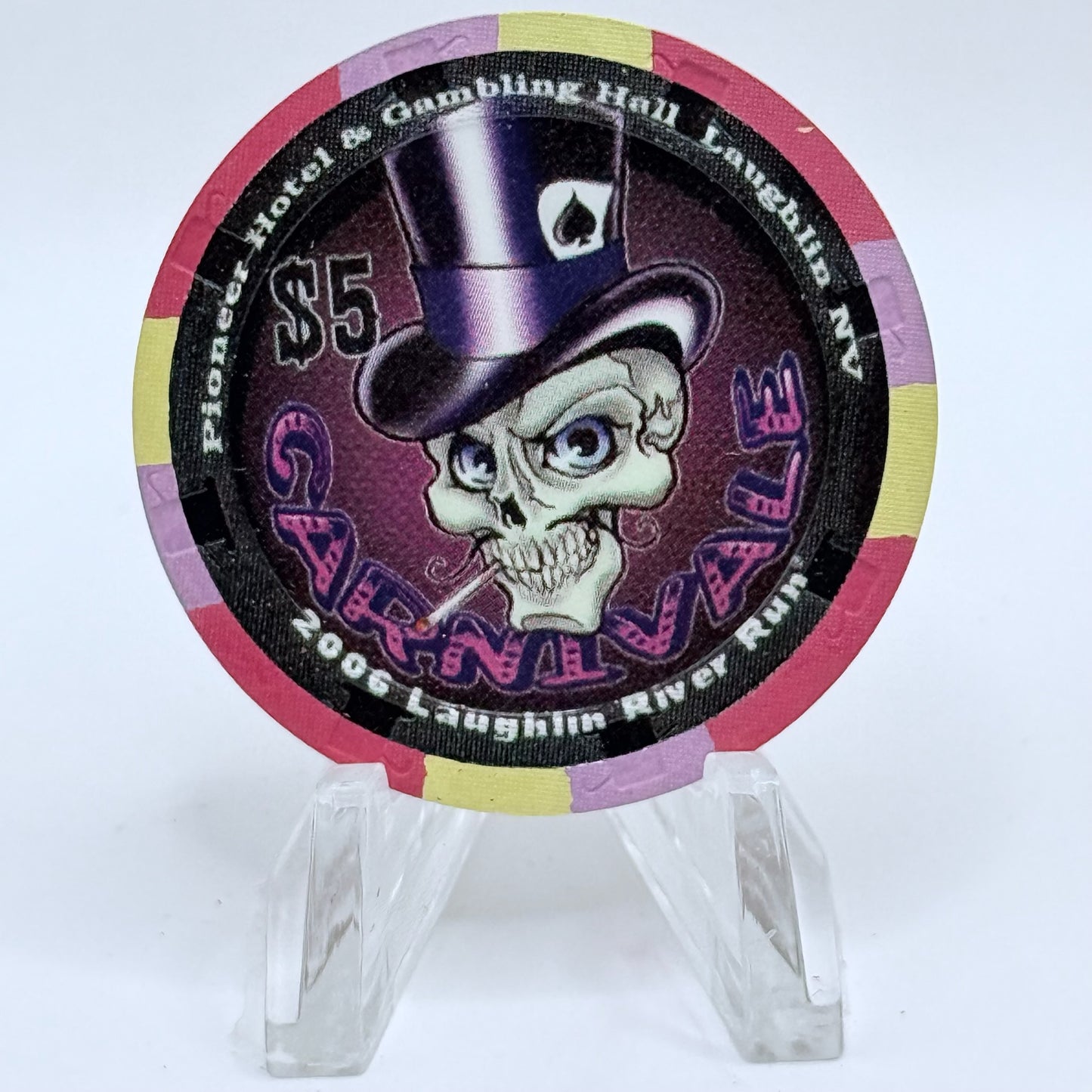Pioneer Hotel & Gaming Hall Laughlin Nevada 2006 'River Run Carnival - Firehouse' LE $5 Casino Chip E5427
