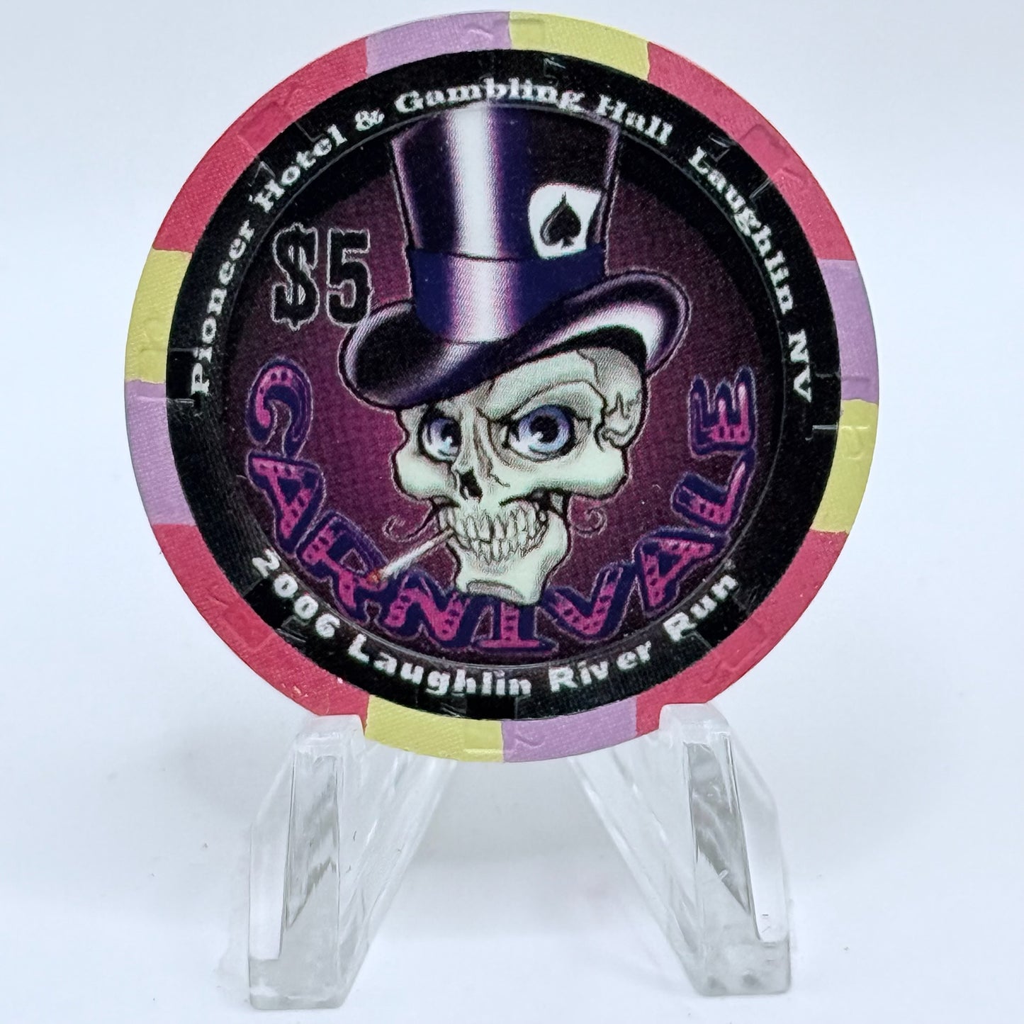 Pioneer Hotel & Gaming Hall Laughlin Nevada 2006 'River Run Carnival' LE $5 Casino Chip E5425