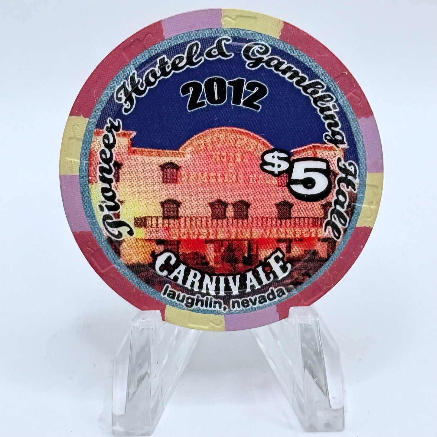 Pioneer Hotel & Gaming Hall Laughlin Nevada 2012 'Carnivale' LE $5 Casino Chip D0736