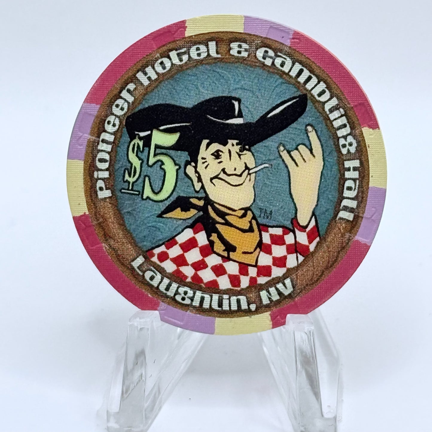 Pioneer Hotel & Gaming Hall Laughlin Nevada 2009 'Carnival Clown' LE $5 Casino Chip E9184