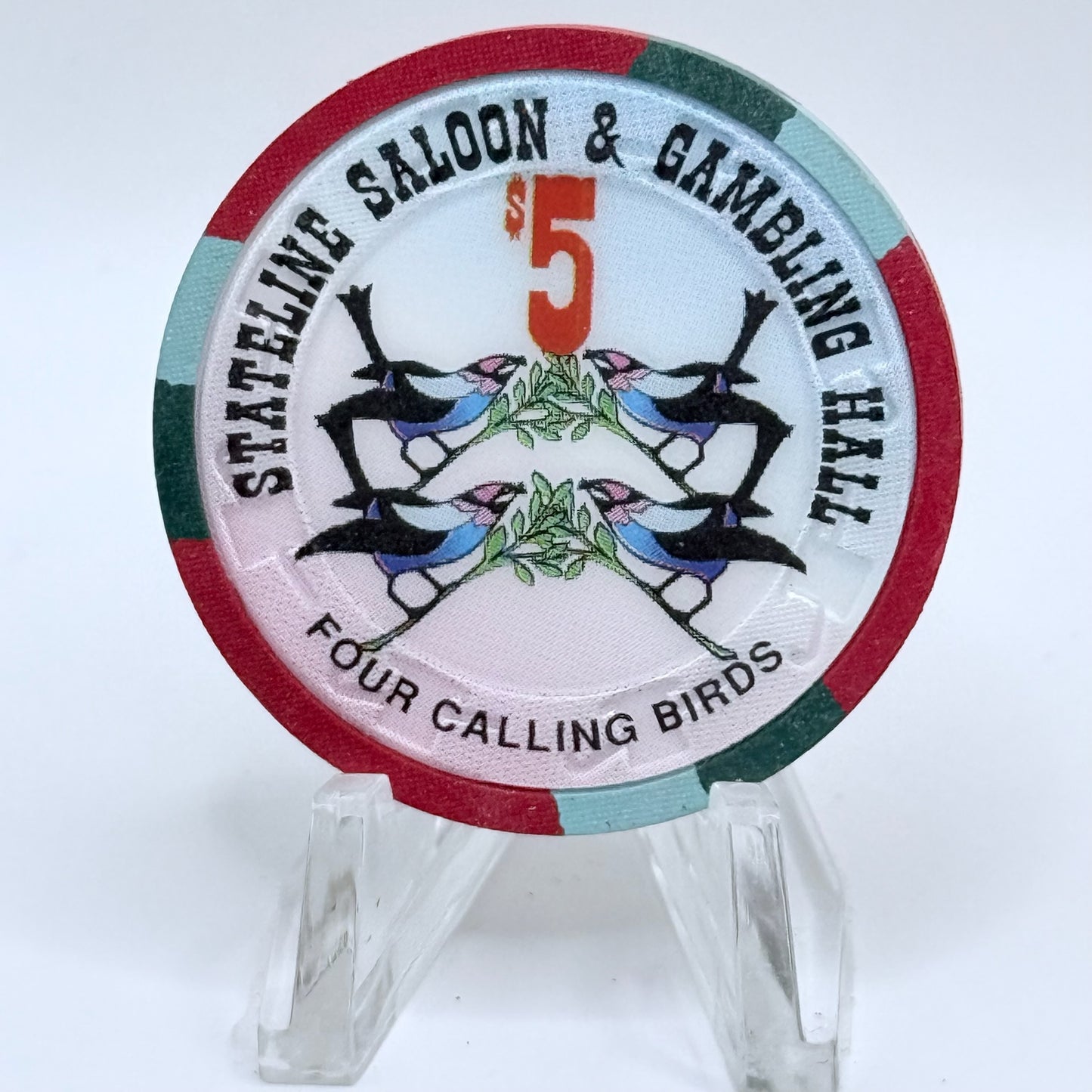Stateline Saloon Amargosa Valley Nevada 1996 '12 Days of Christmas' Series 1 LE $5 Casino Chip - Lot of 12 chips #336
