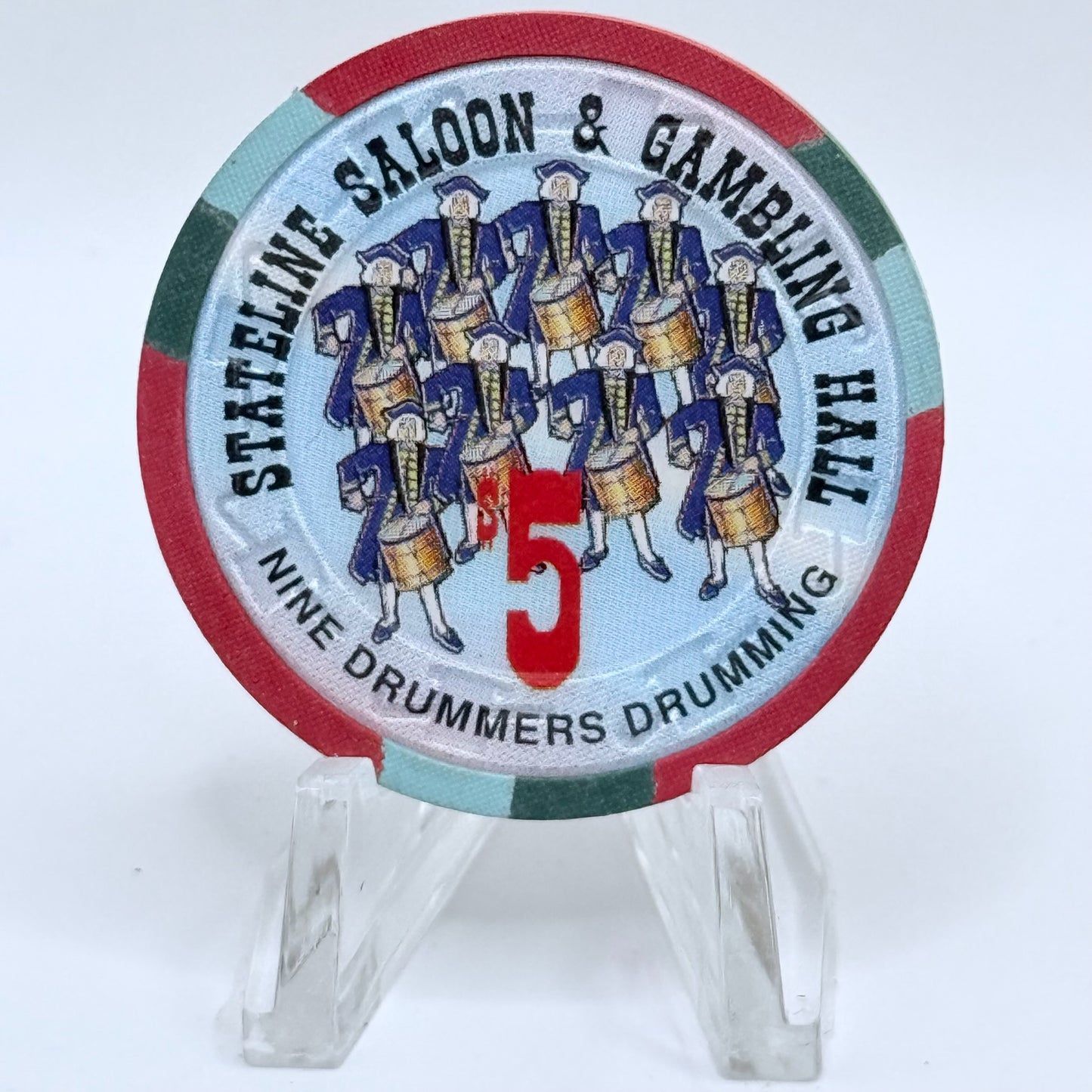 Stateline Saloon Amargosa Valley Nevada 1996 '12 Days of Christmas' Series 1 LE $5 Casino Chip - Lot of 12 chips #336