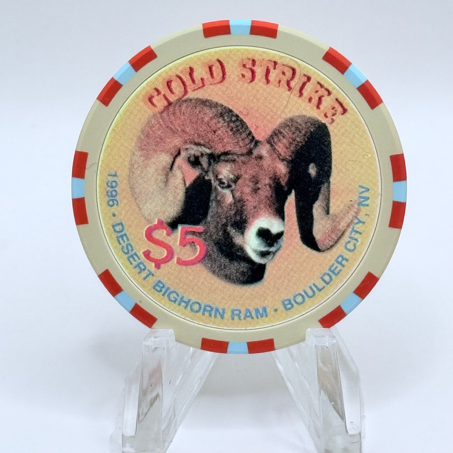Gold Strike Inn Boulder City Nevada 1996 'Desert Bighorn Ram' LE $5 Casino Chip N0432