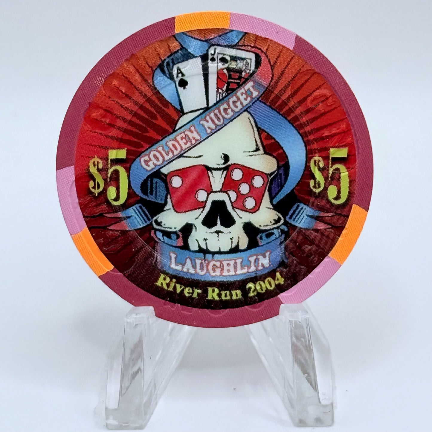 Golden Nugget Laughlin Nevada 2004 'River Run, Live Free & Ride' LE $5 Casino Chip E3243