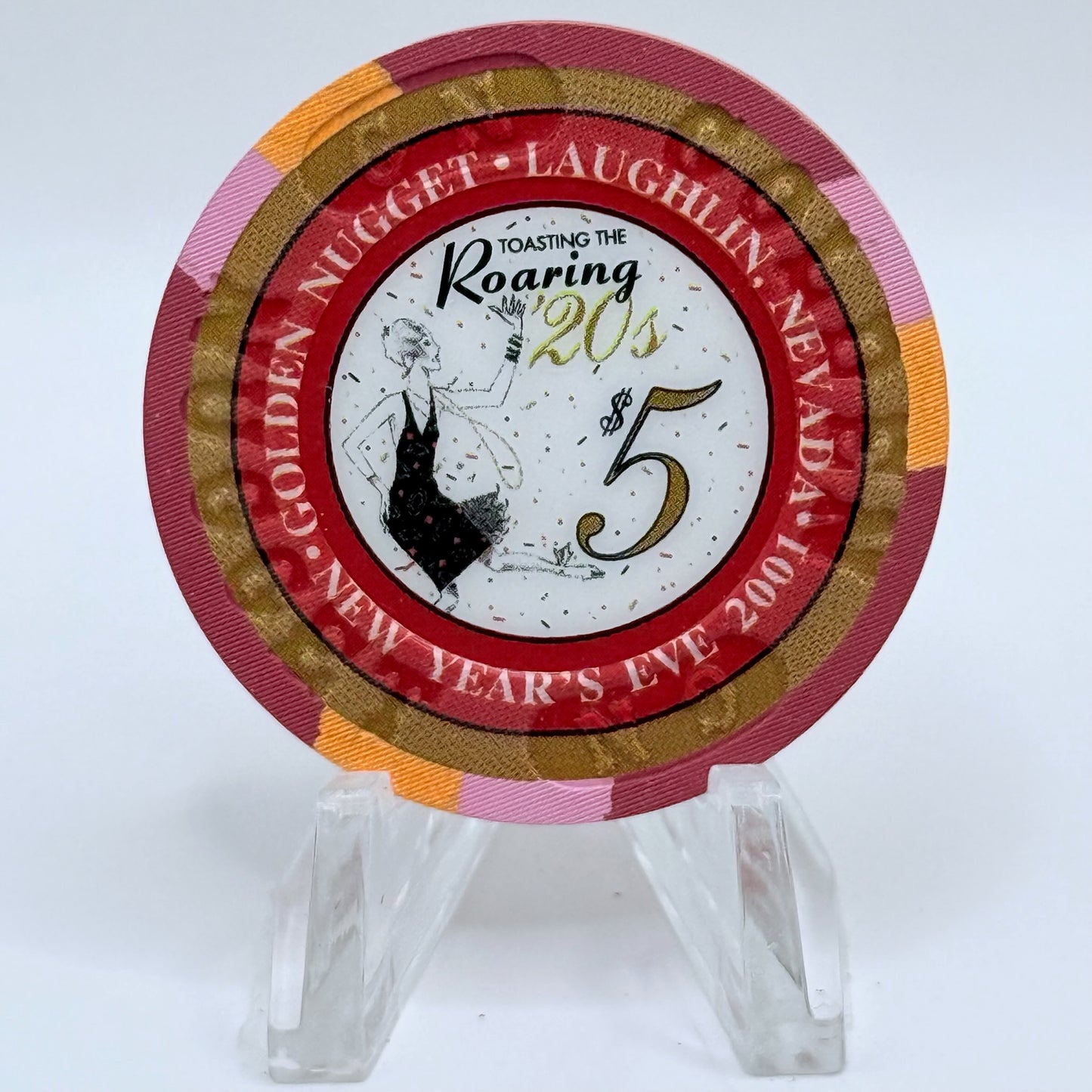 Golden Nugget Laughlin Nevada 2002 'New Years Eve' LE $5 Casino Chip E0683