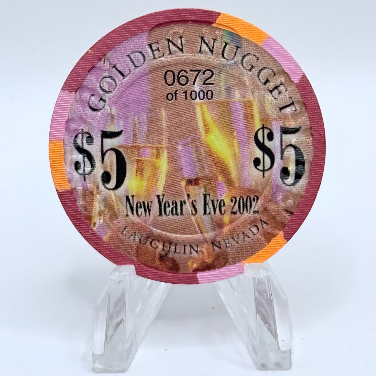 Golden Nugget Laughlin Nevada 2003 'New Years Eve' LE $5 Casino Chip E4039