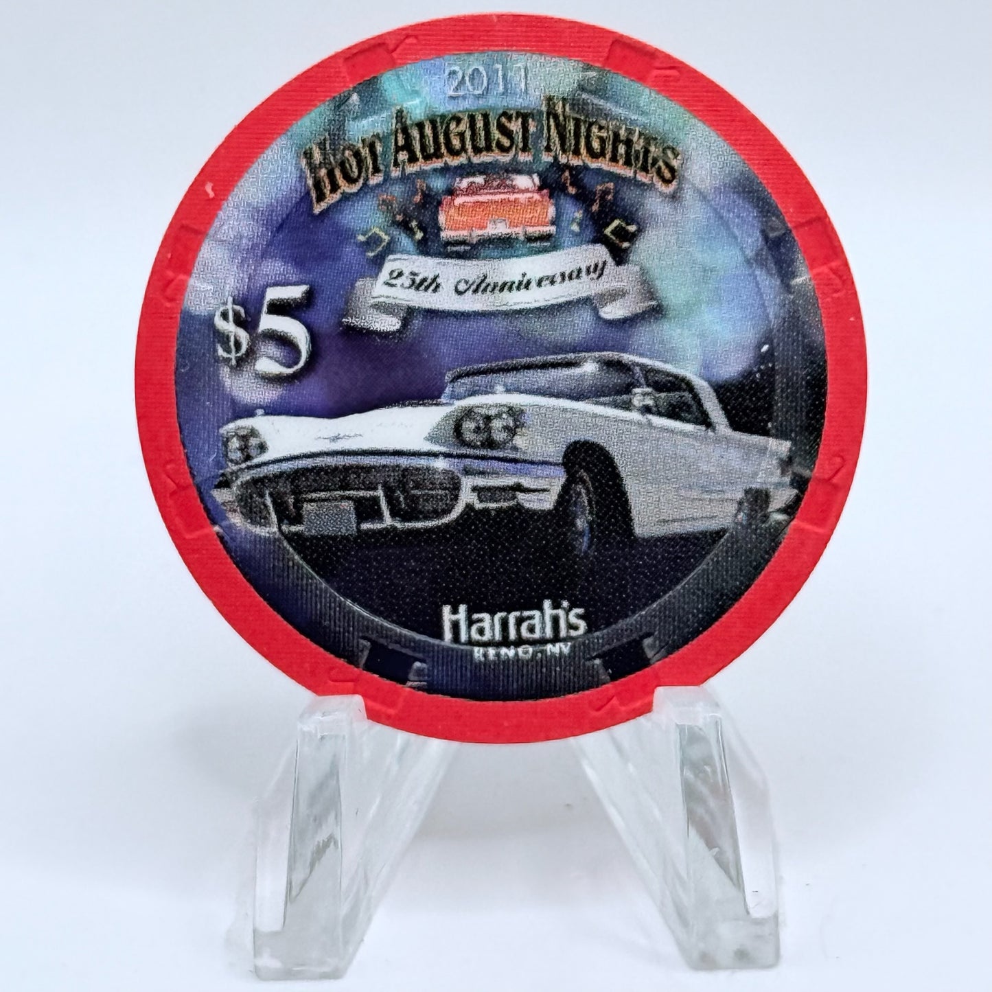 Harrah's Reno Nevada 2011 'Hot August Nights' LE $5 Casino Chip D0231