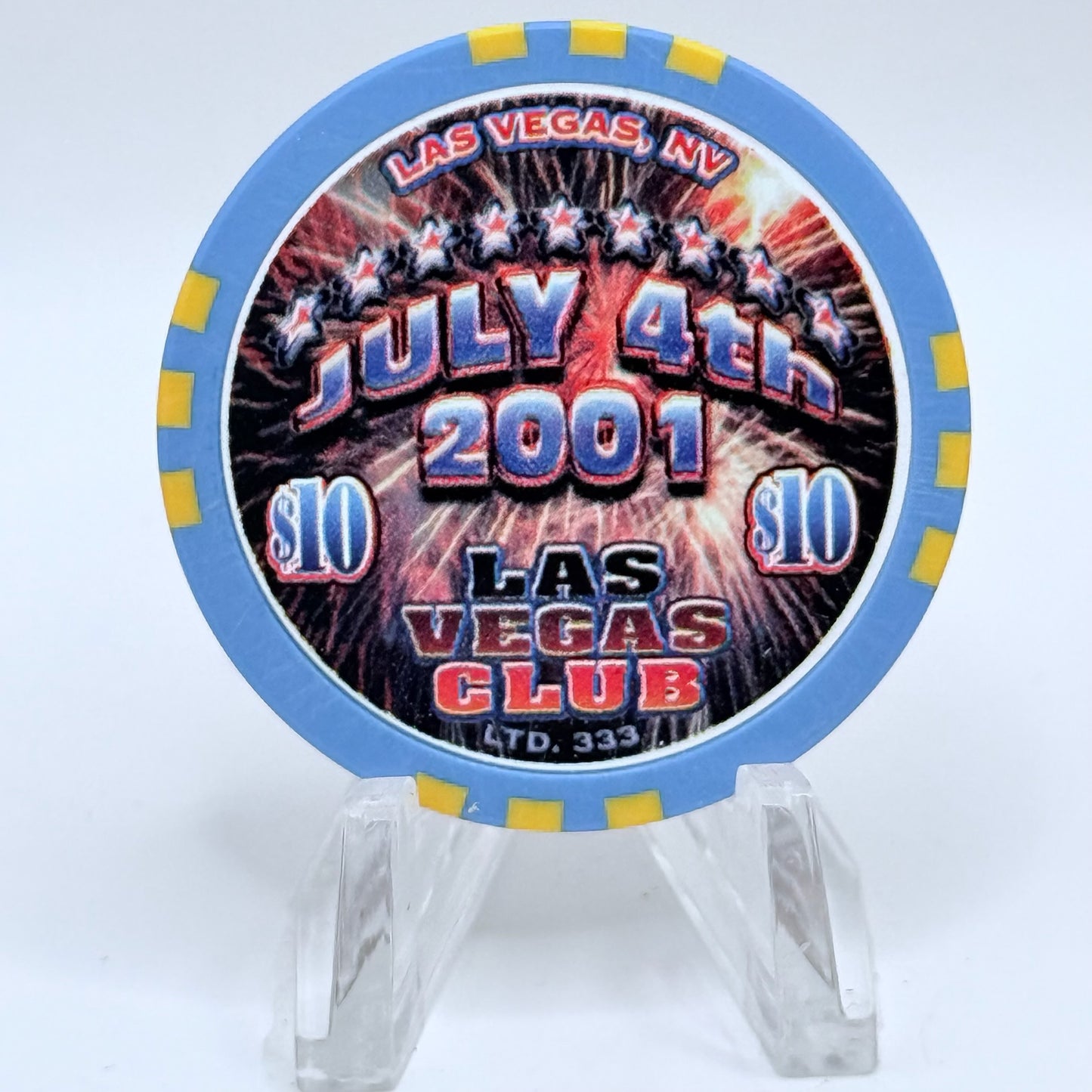Las Vegas Club Las Vegas Nevada 2001 '4th Of July' LE $10 Casino Chip V9144