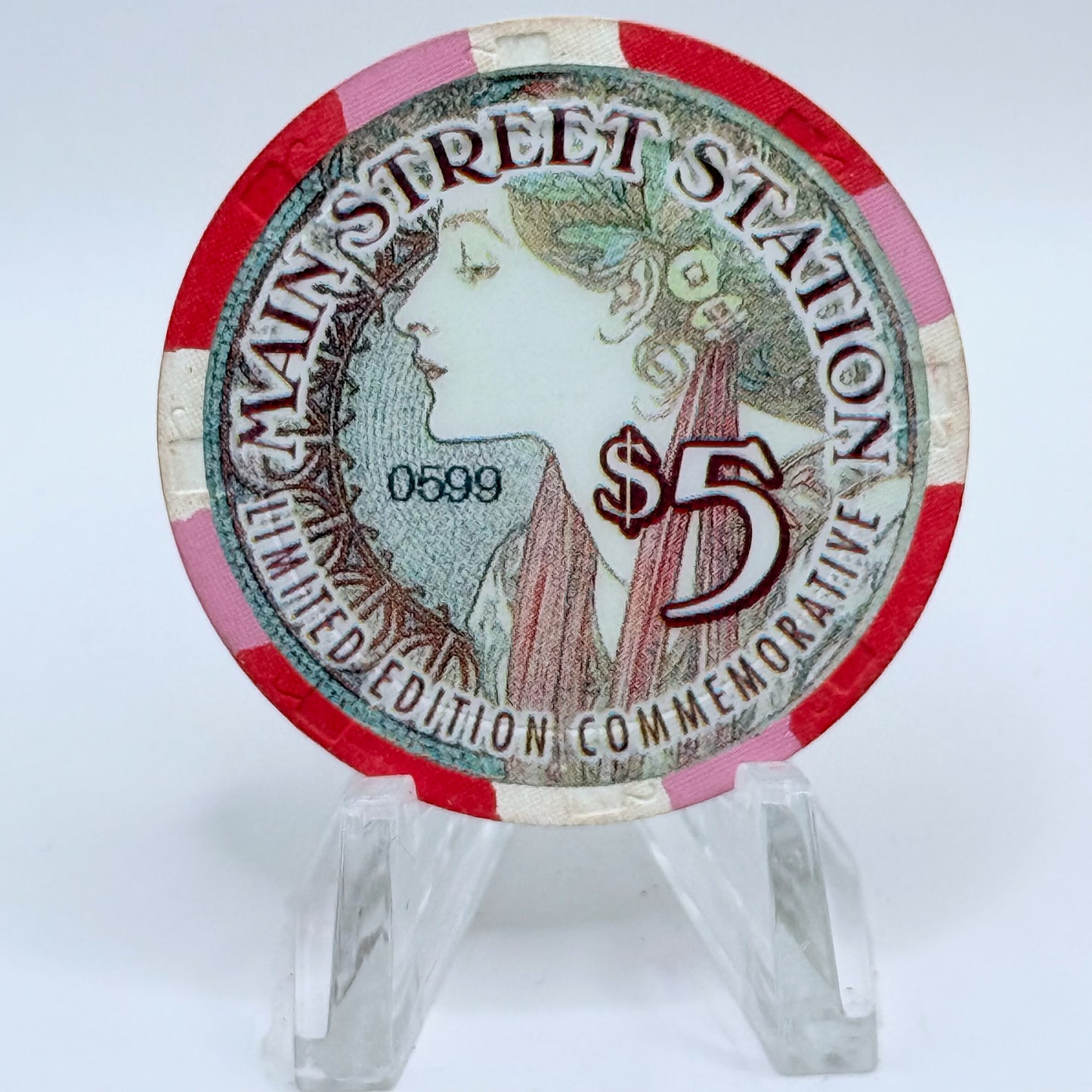 Main Street Station Las Vegas Nevada 1997 'Lady in Green - Women For All Seasons' LE $5 Casino Chip V1070